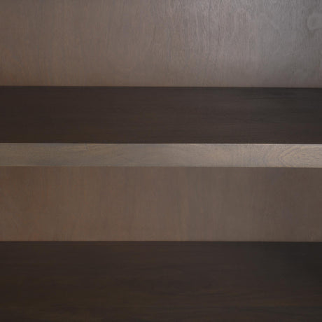 Mercana Sloan 80.5H Dark Brown Wood W/Black Metal Arched Curio Cabinet