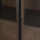Mercana Sloan 80.5H Dark Brown Wood W/Black Metal Arched Curio Cabinet