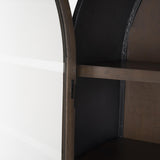 Mercana Sloan 80.5H Dark Brown Wood W/Black Metal Arched Curio Cabinet