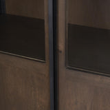 Mercana Sloan 80.5H Dark Brown Wood W/Black Metal Arched Curio Cabinet