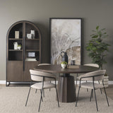 Mercana Sloan 80.5H Dark Brown Wood W/Black Metal Arched Curio Cabinet