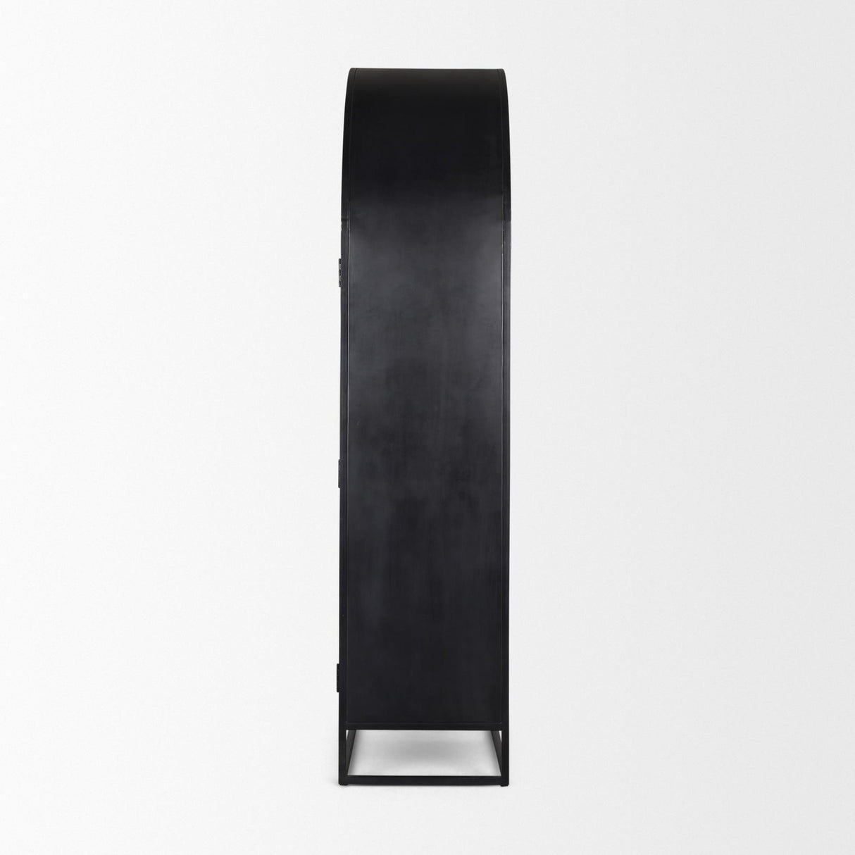 Mercana Sloan 80.5H Dark Brown Wood W/Black Metal Arched Curio Cabinet