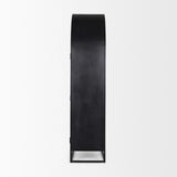 Mercana Sloan 80.5H Dark Brown Wood W/Black Metal Arched Curio Cabinet