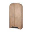 Mercana Sorina Reverse Fluted Light Brown Wood Curio Cabinet