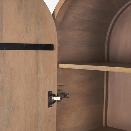 Mercana Sorina Reverse Fluted Light Brown Wood Curio Cabinet