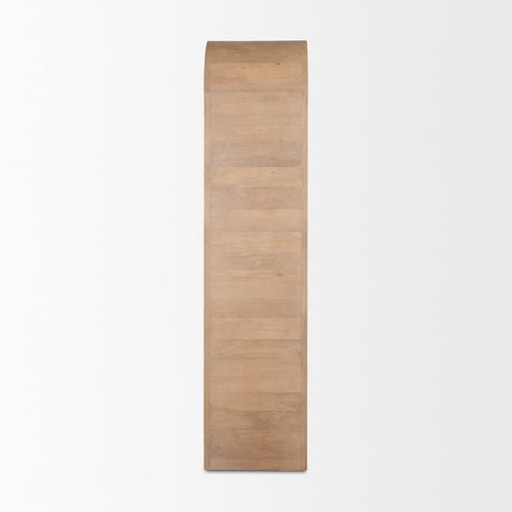 Mercana Sorina Reverse Fluted Light Brown Wood Curio Cabinet