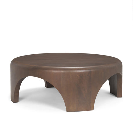 Mercana Shima Round Dark Brown Wood W/Arched Legs Coffee Table
