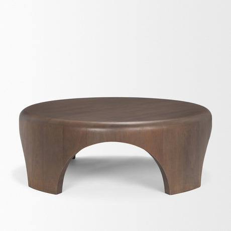 Mercana Shima Round Dark Brown Wood W/Arched Legs Coffee Table