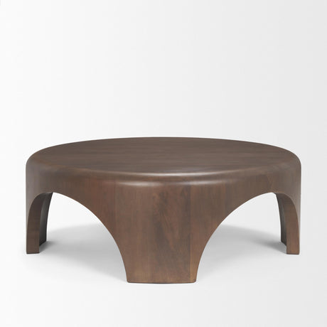 Mercana Shima Round Dark Brown Wood W/Arched Legs Coffee Table