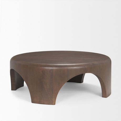 Mercana Shima Round Dark Brown Wood W/Arched Legs Coffee Table