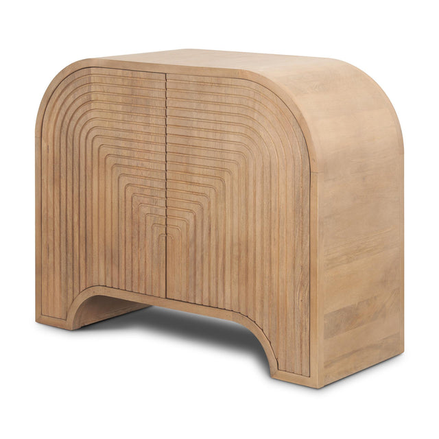 Mercana Sorina Reverse Fluted Light Brown Wood Accent Cabinet