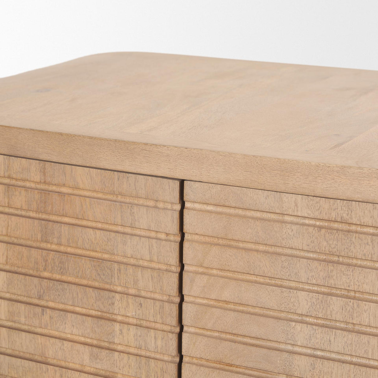 Mercana Sorina Reverse Fluted Light Brown Wood Accent Cabinet