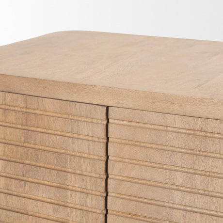 Mercana Sorina Reverse Fluted Light Brown Wood Accent Cabinet