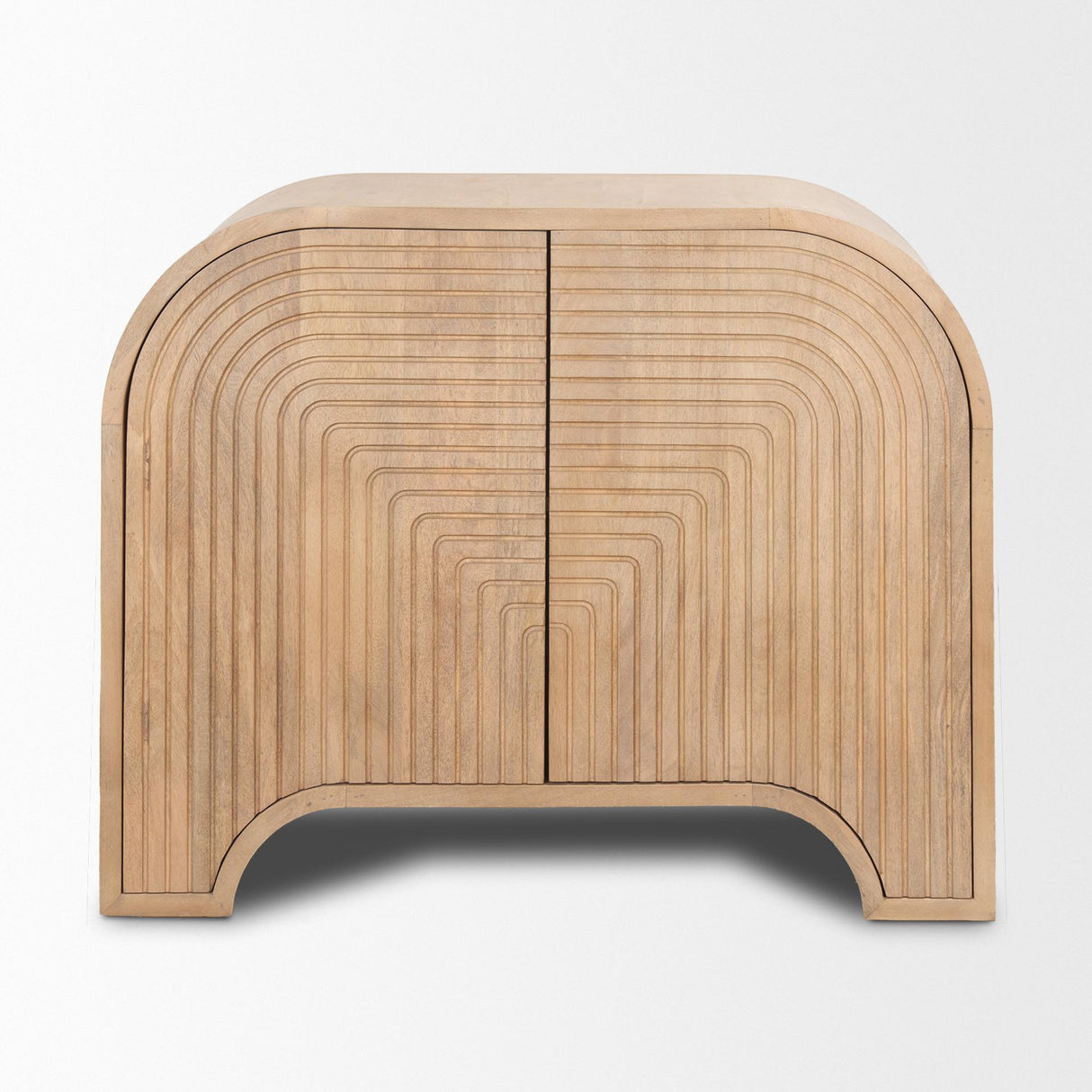 Mercana Sorina Reverse Fluted Light Brown Wood Accent Cabinet