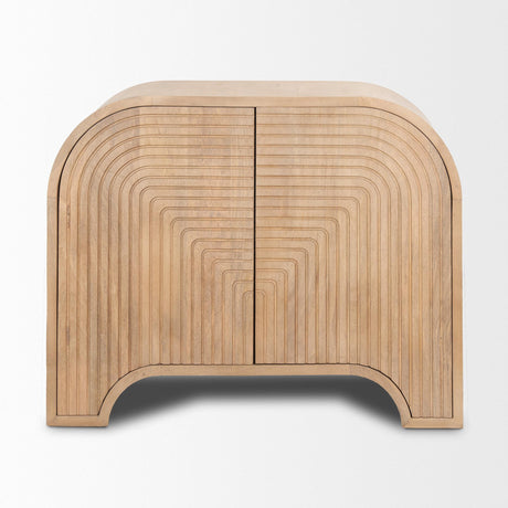 Mercana Sorina Reverse Fluted Light Brown Wood Accent Cabinet