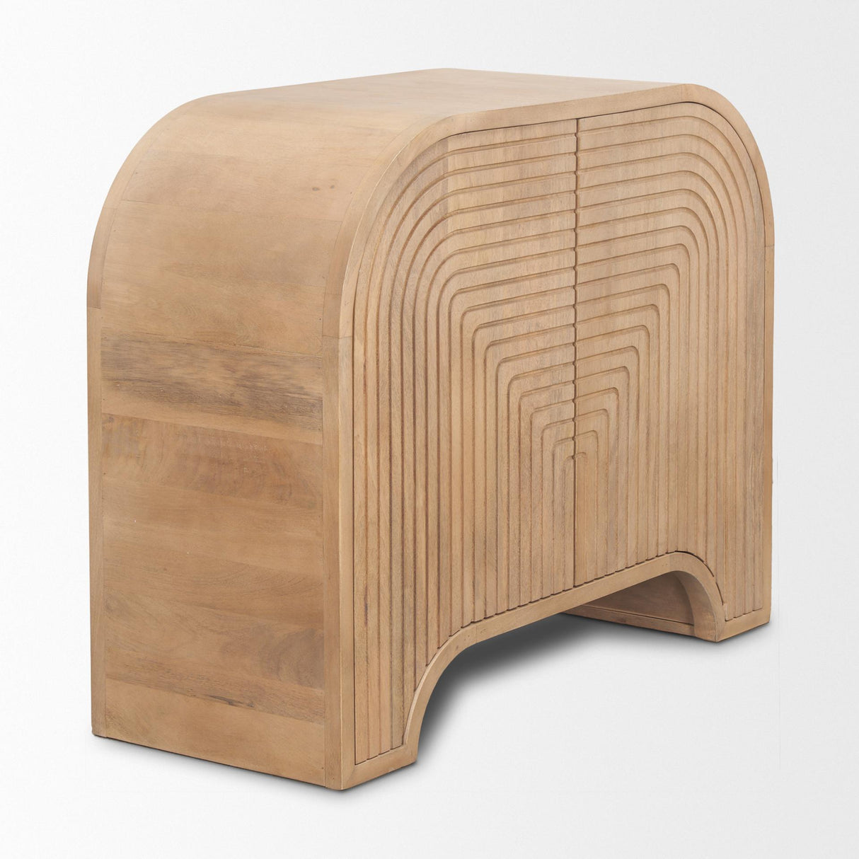 Mercana Sorina Reverse Fluted Light Brown Wood Accent Cabinet