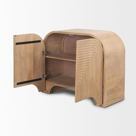Mercana Sorina Reverse Fluted Light Brown Wood Accent Cabinet