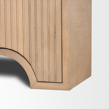 Mercana Sorina Reverse Fluted Light Brown Wood Sideboard