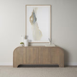 Mercana Sorina Reverse Fluted Light Brown Wood Sideboard