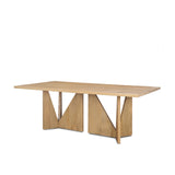 Mercana Tarro 84" Rectangular Light Brown Wood w/ Geometrical Base Dining Table