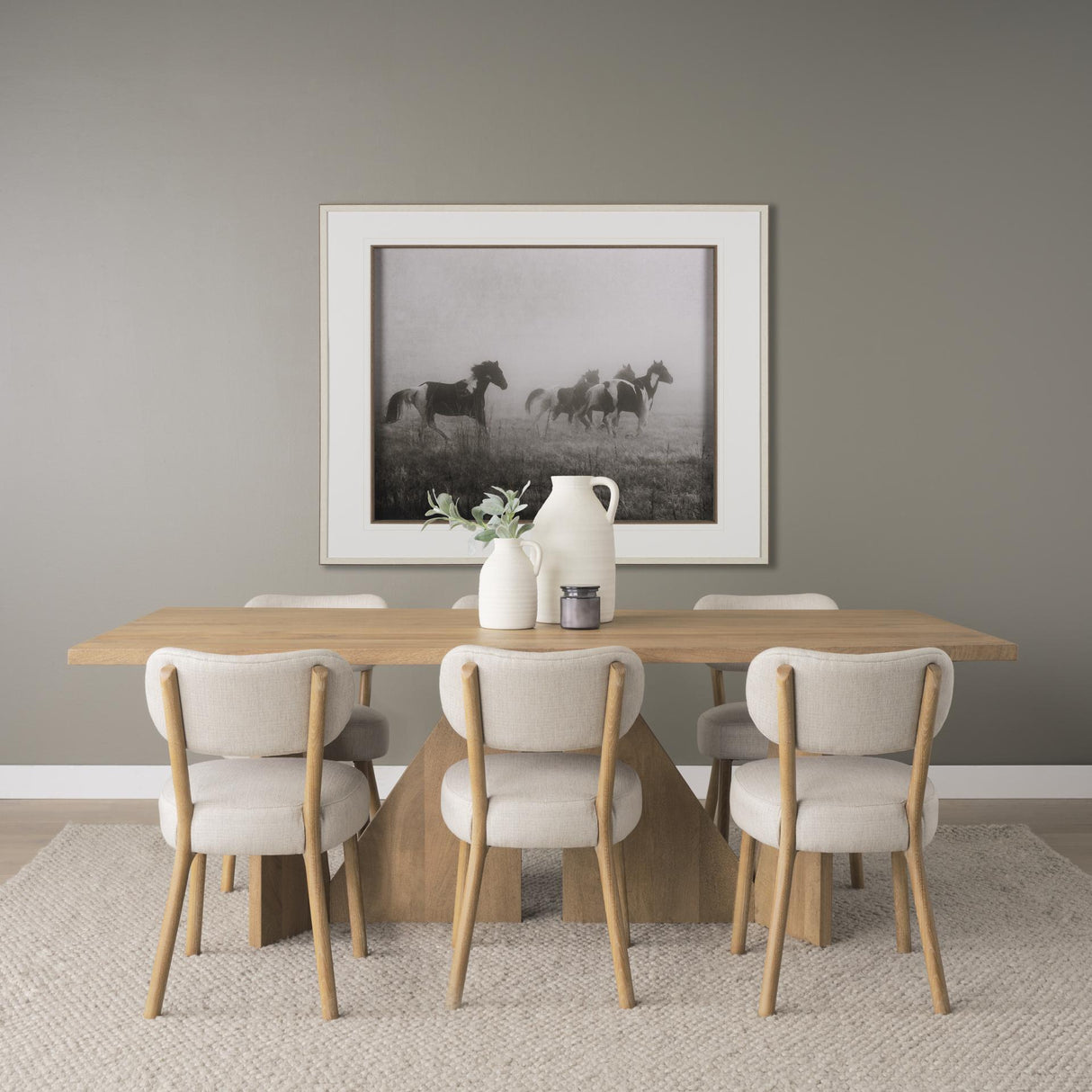 Mercana Tarro 84" Rectangular Light Brown Wood w/ Geometrical Base Dining Table