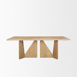 Mercana Tarro 84" Rectangular Light Brown Wood w/ Geometrical Base Dining Table