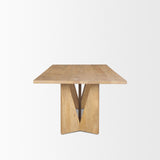 Mercana Tarro 84" Rectangular Light Brown Wood w/ Geometrical Base Dining Table