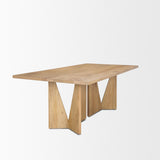 Mercana Tarro 84" Rectangular Light Brown Wood w/ Geometrical Base Dining Table