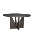Mercana Tarro 60" Round Textured Espresso Wood w/ Geometrical Base Dining Table