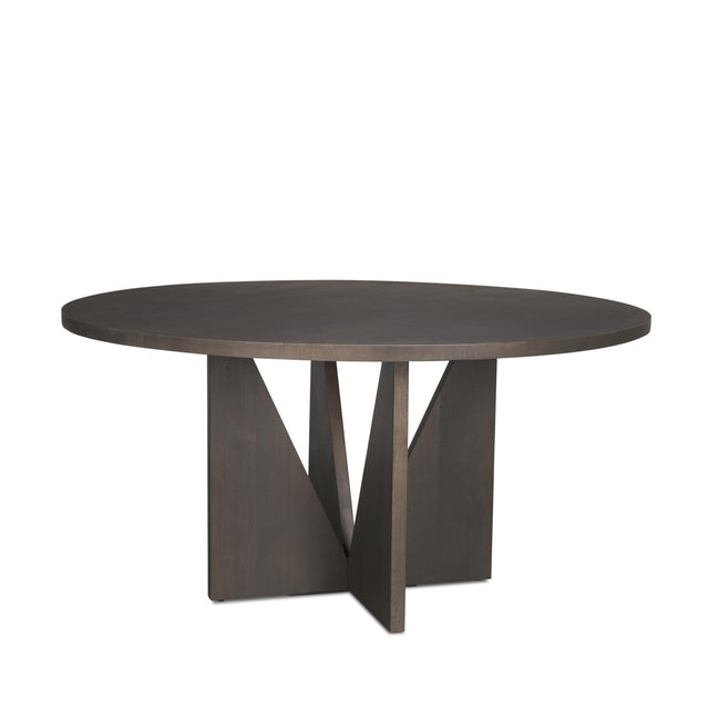 Mercana Tarro 60" Round Textured Espresso Wood w/ Geometrical Base Dining Table