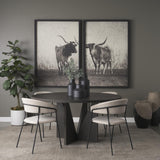 Mercana Tarro 60" Round Textured Espresso Wood w/ Geometrical Base Dining Table