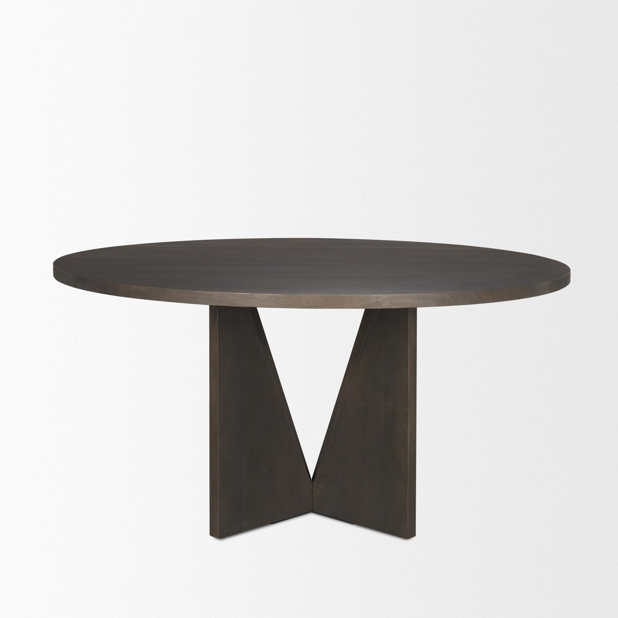 Mercana Tarro 60" Round Textured Espresso Wood w/ Geometrical Base Dining Table