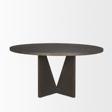Mercana Tarro 60" Round Textured Espresso Wood w/ Geometrical Base Dining Table