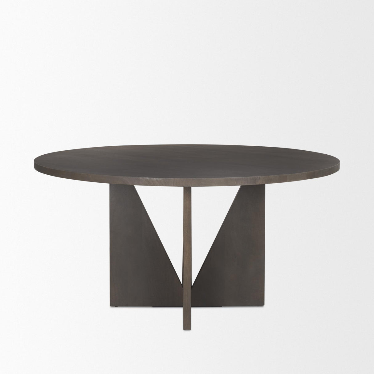 Mercana Tarro 60" Round Textured Espresso Wood w/ Geometrical Base Dining Table