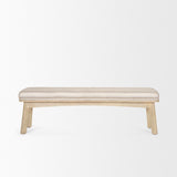 Mercana Taimo White Washed Light Brown Wood w/ Striped Fabric Seat Bench