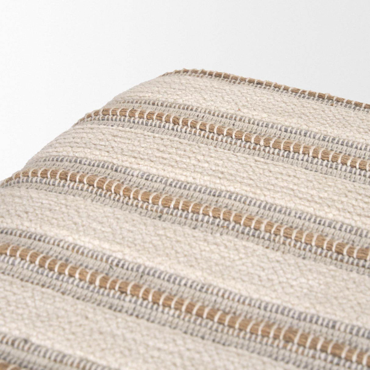 Mercana Taimo White Washed Light Brown Wood w/ Striped Fabric Seat Bench