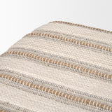Mercana Taimo White Washed Light Brown Wood w/ Striped Fabric Seat Bench