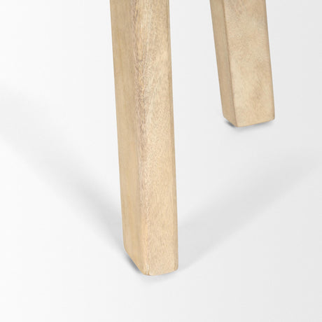 Mercana Taimo White Washed Light Brown Wood w/ Striped Fabric Seat Bench