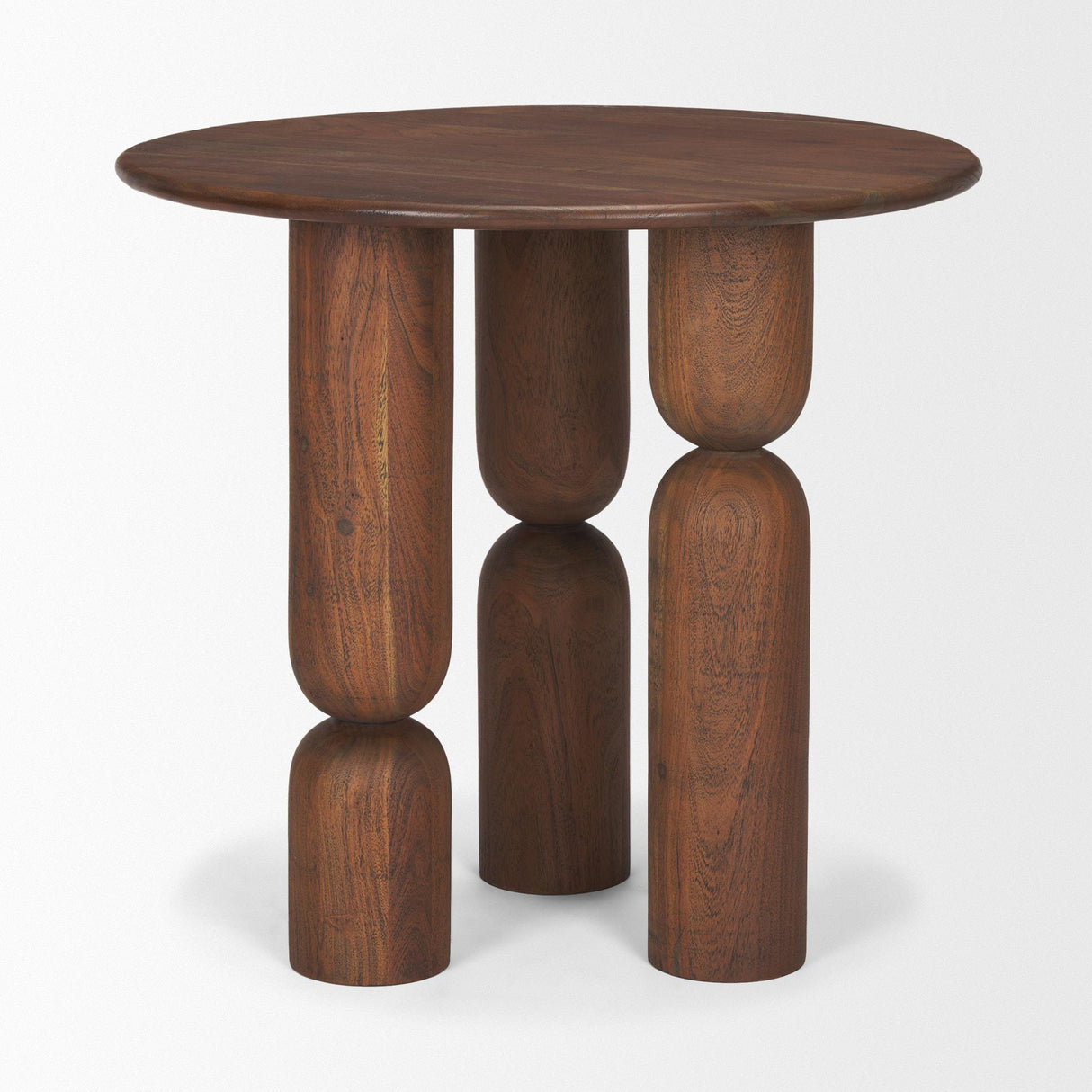 Mercana Sonel Pedestal Medium Dark Brown Acacia Wood Foyer Table