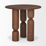Mercana Sonel Pedestal Medium Dark Brown Acacia Wood Foyer Table
