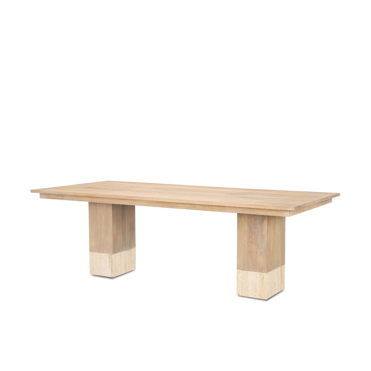 Mercana Shivon 94" Light Brown Mango Wood W/ Travertine Dining Table