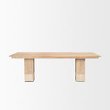 Mercana Shivon 94" Light Brown Mango Wood W/ Travertine Dining Table