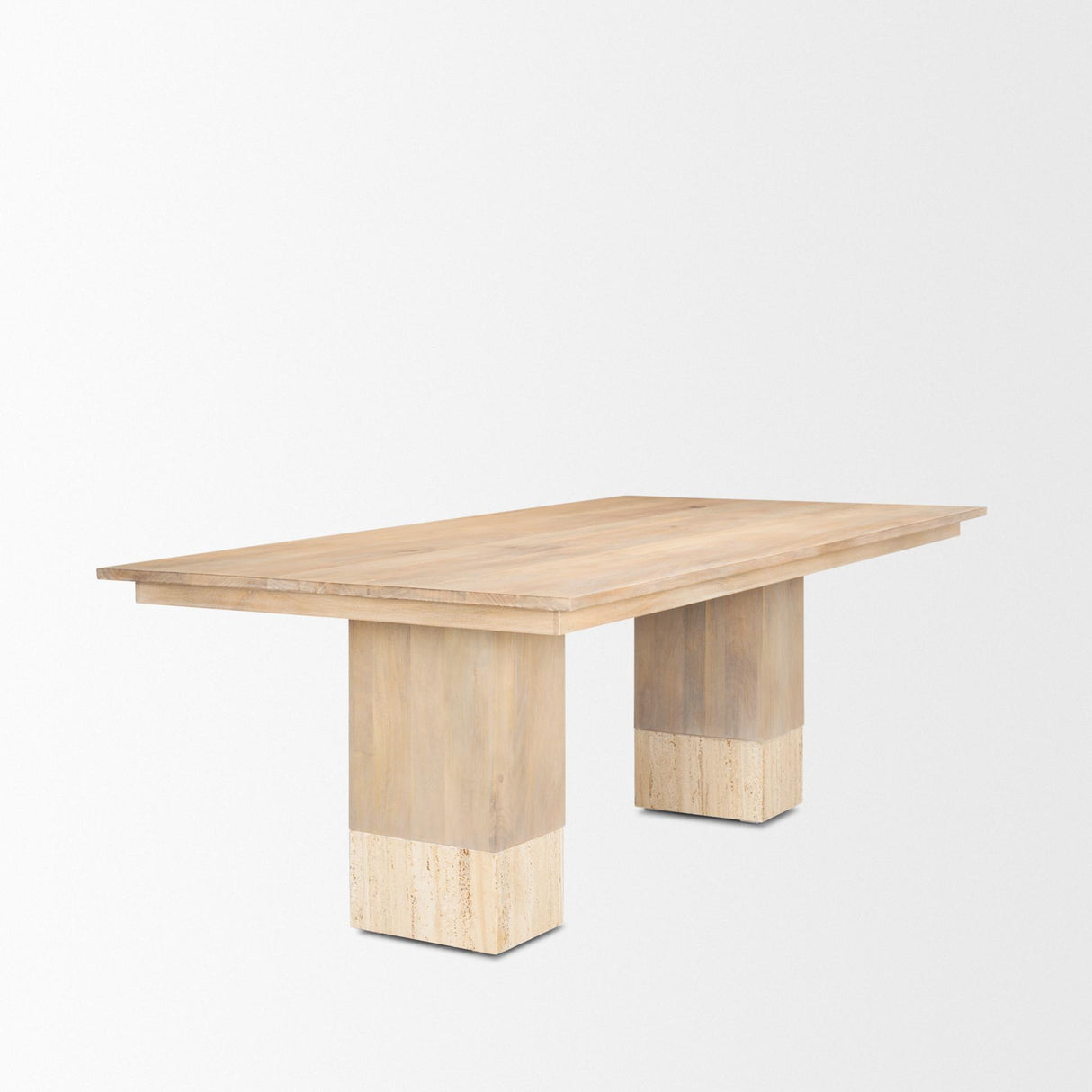 Mercana Shivon 94" Light Brown Mango Wood W/ Travertine Dining Table