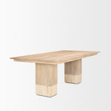 Mercana Shivon 94" Light Brown Mango Wood W/ Travertine Dining Table