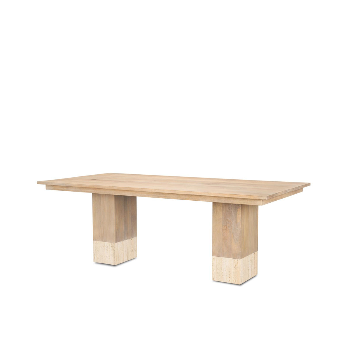 Mercana Shivon 84" Rectangular Light Brown Mango Wood W/ Travertine Dining Table