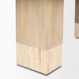 Mercana Shivon 84" Rectangular Light Brown Mango Wood W/ Travertine Dining Table