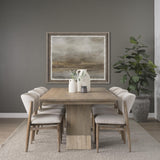 Mercana Shivon 84" Rectangular Light Brown Mango Wood W/ Travertine Dining Table