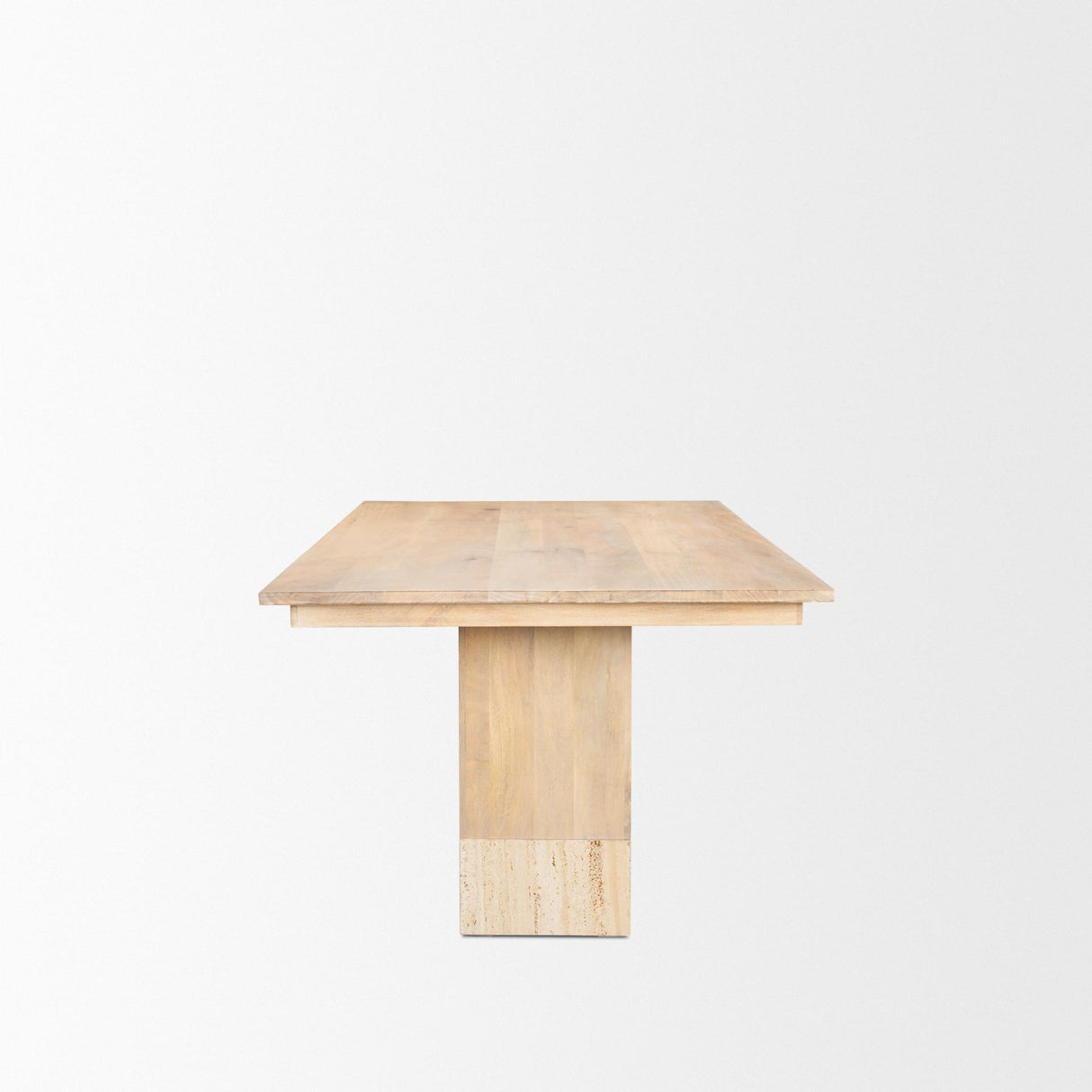 Mercana Shivon 84" Rectangular Light Brown Mango Wood W/ Travertine Dining Table
