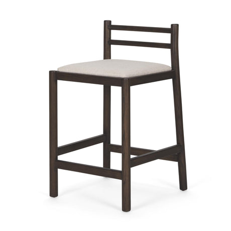 Mercana Sam Dark Brown Wood w/ Cream Fabric Counter Stool
