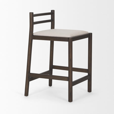 Mercana Sam Dark Brown Wood w/ Cream Fabric Counter Stool